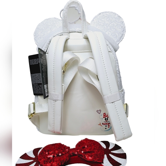 DISNEY Loungefly Mickey Mouse Sequin Snowman Mini Backpack + Handmade Ears - Picture 8 of 11